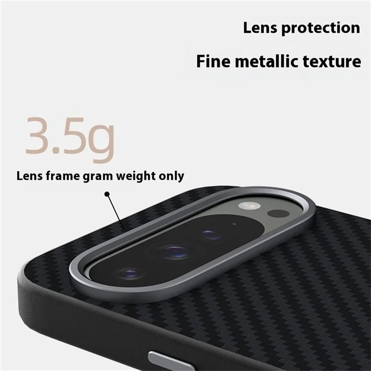 Funda para Google Pixel 9 / Pixel 9 Pro compatible con MagSafe, con textura de fibra de carbono en la parte trasera - Negro