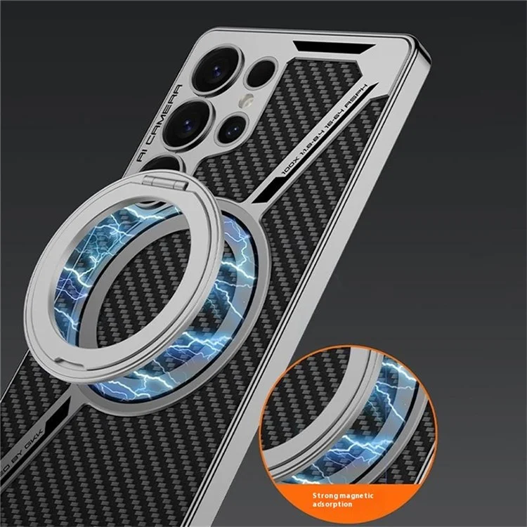 GKK For Samsung Galaxy S25 Ultra Case Compatible with MagSafe PU+TPU Kickstand Phone Cover Z Shape Design - Grey