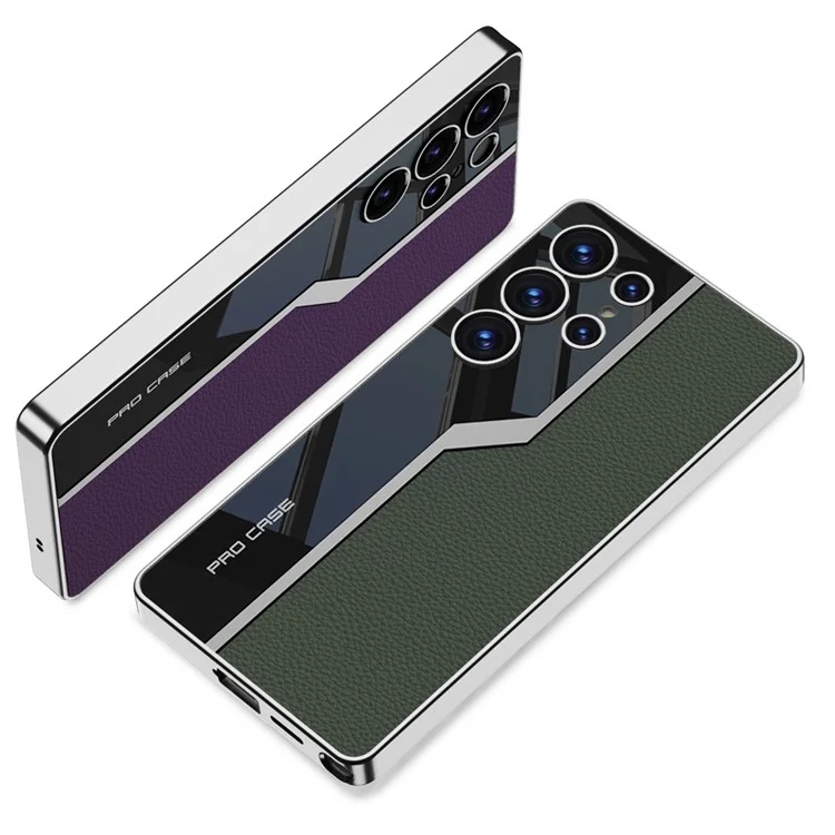 Funda para Samsung Galaxy S25 Ultra de GKK, revestimiento trasero de teléfono de electrochapado PU+PC+TPU - Verde