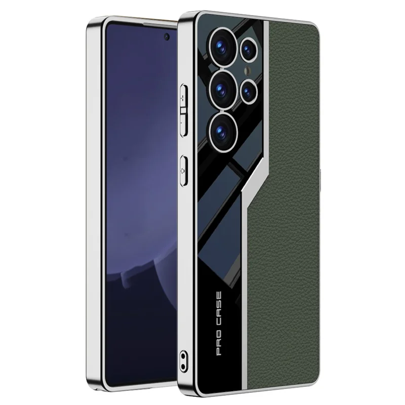 Coque pour Samsung Galaxy S25 Ultra GKK en TPU + PC + PU, étui de protection arrière avec revêtement électrolytique - Vert