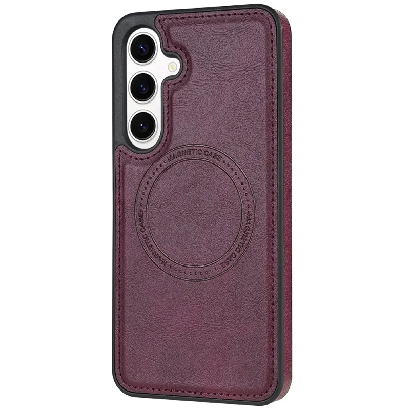 CSJ-P3 For Samsung Galaxy S24 Magnetic Case PC+TPU+Leather Back Cover - Wine Red