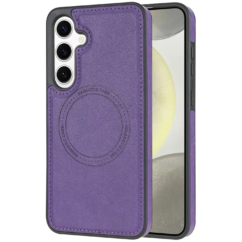 CSJ-P3 For Samsung Galaxy S24 Magnetic Case PC+TPU+Leather Back Cover - Purple