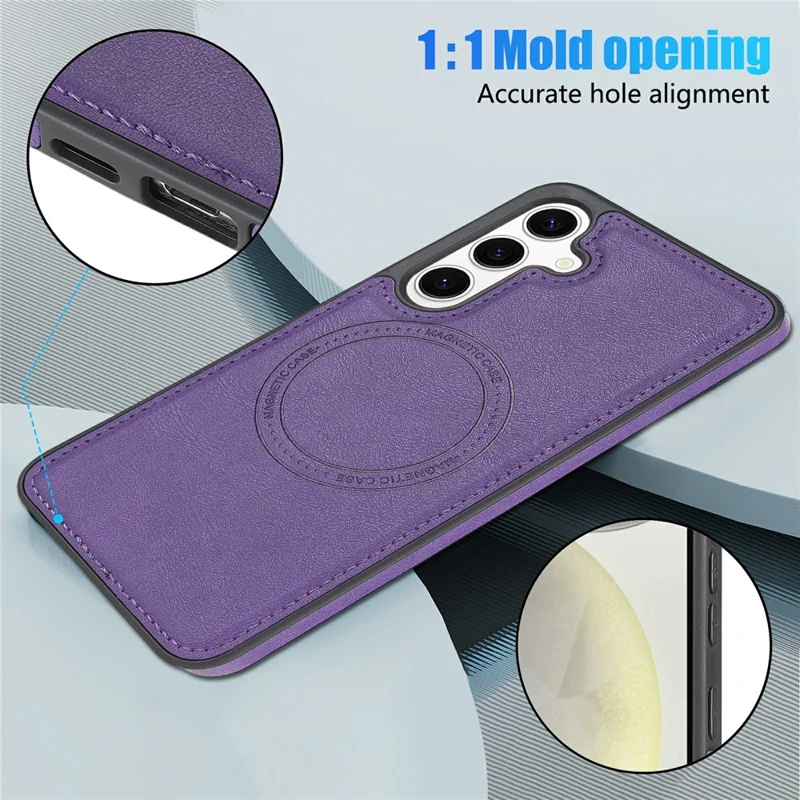 CSJ-P3 For Samsung Galaxy S24 Magnetic Case PC+TPU+Leather Back Cover - Purple
