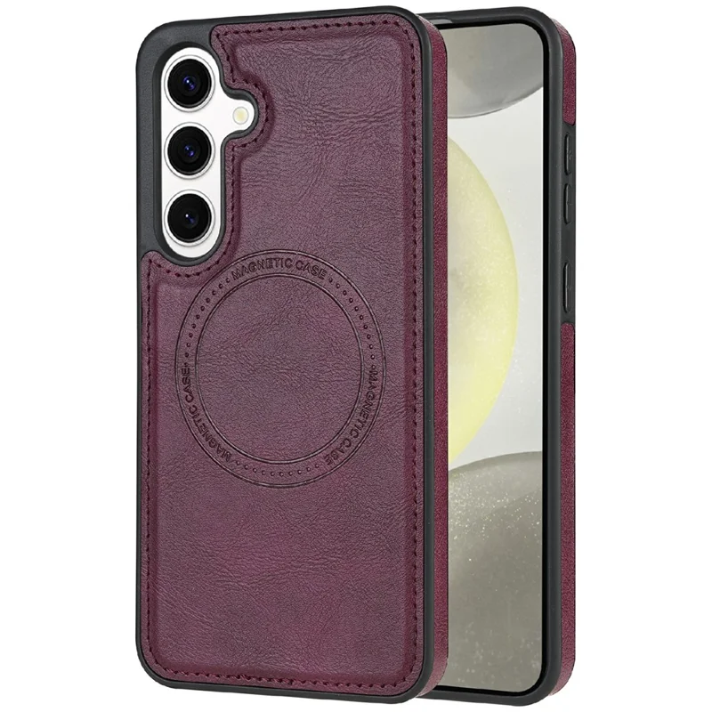 CSJ-P3 For Samsung Galaxy S24+ Magnetic Case PC+TPU+Leather Back Cover - Wine Red