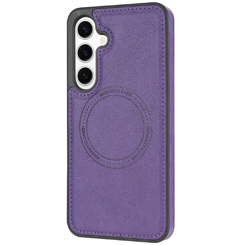 CSJ-P3 For Samsung Galaxy S24+ Magnetic Case PC+TPU+Leather Back Cover - Purple