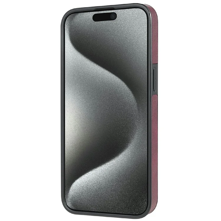 CSJ-P3 Custodia per iPhone 15 Pro compatibile con MagSafe Copertura posteriore in PC+TPU+pelle - Rosso vino