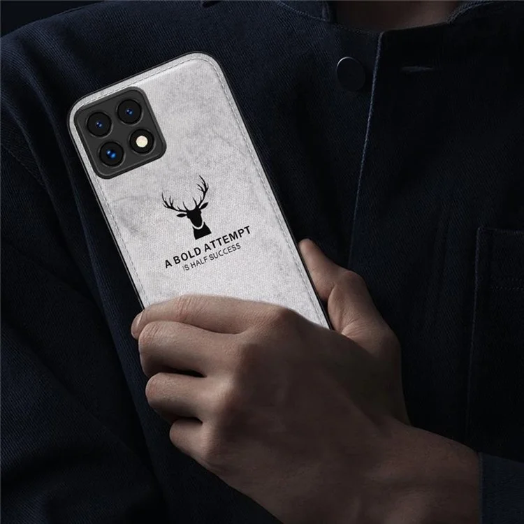 Für Xiaomi 14T Hülle Hirschmuster Tuchstruktur PU-Leder Hybrid Handyhülle - Schwarz