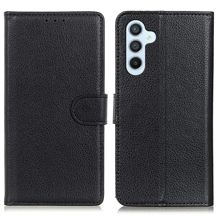 Funda tipo cartera de piel sintética con textura de litchi para Samsung Galaxy A26 5G - Negro