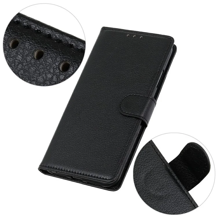Funda tipo cartera de piel sintética con textura de litchi para Samsung Galaxy A26 5G - Negro