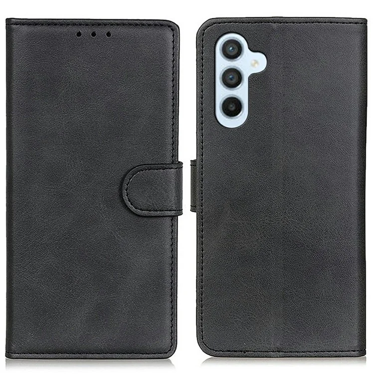 Funda de cuero con textura de piel de vaca para Samsung Galaxy A26 5G, con soporte - Negro