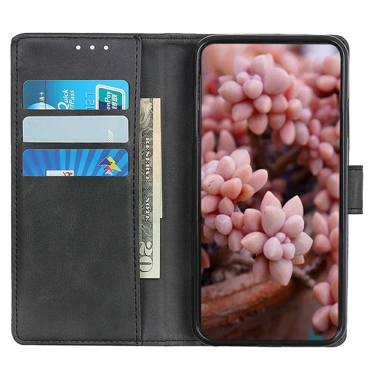 Funda de cuero con textura de piel de vaca para Samsung Galaxy A26 5G, con soporte - Negro