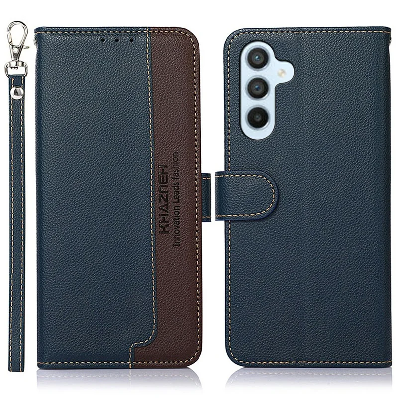 KHAZNEH For Samsung Galaxy A26 5G Case RFID Blocking Wallet Litchi Texture PU Leather Phone Cover - Blue