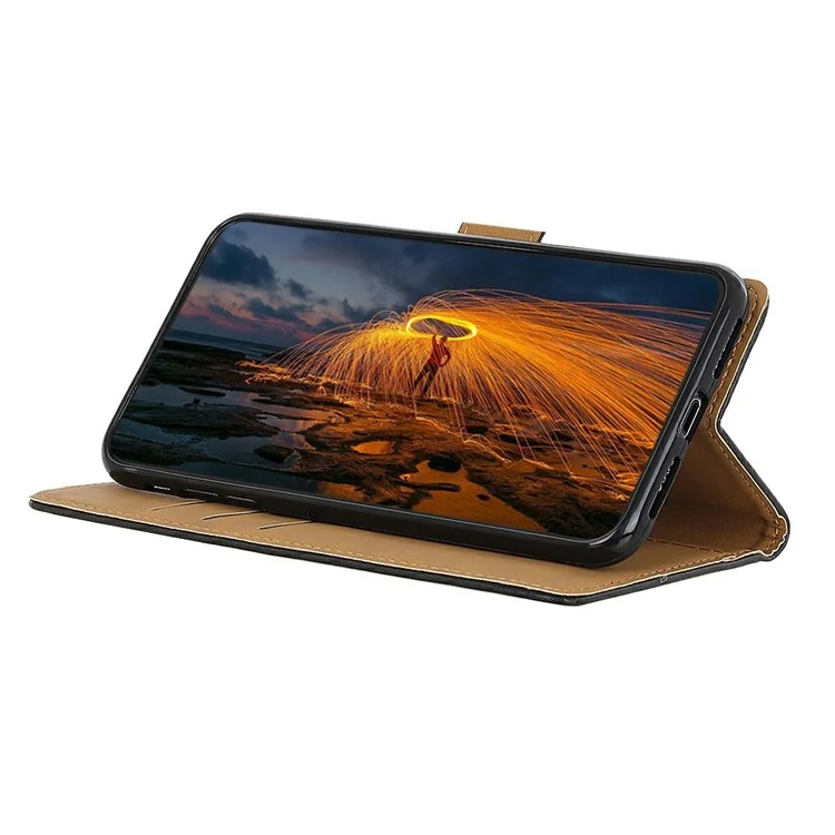 Funda para Samsung Galaxy A56 5G con ranuras para tarjetas, de piel sintética con tapa y soporte - Negro