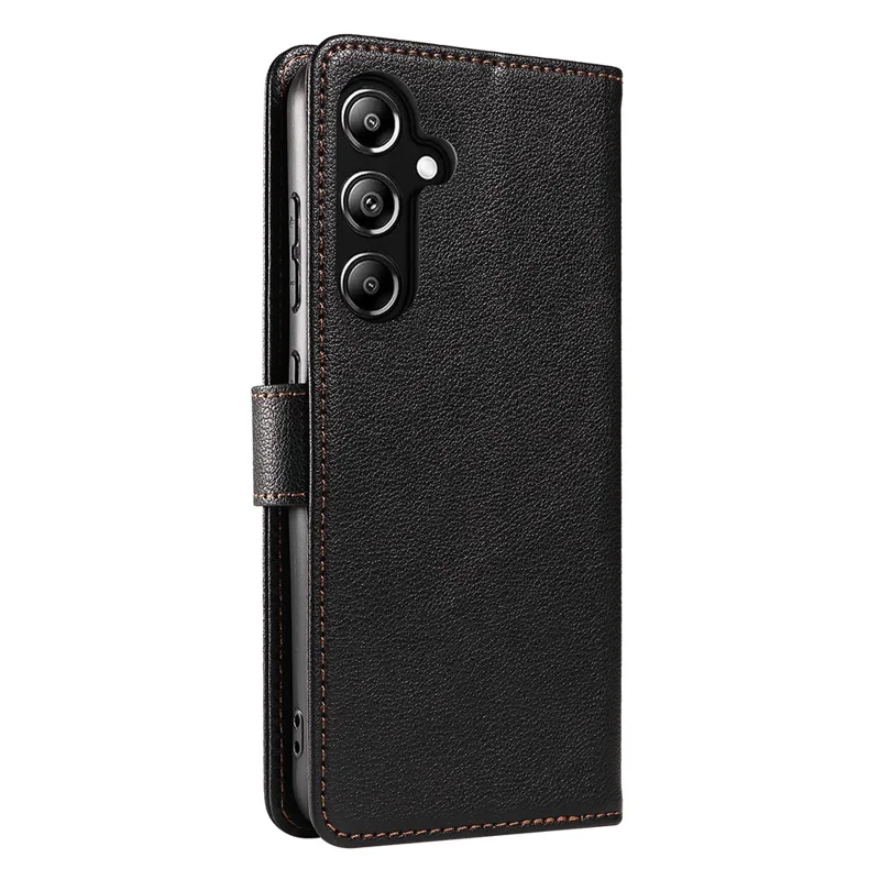For Samsung Galaxy A36 5G Leather Case Litchi Texture RFID Blocking Wallet Stand Phone Cover - Black
