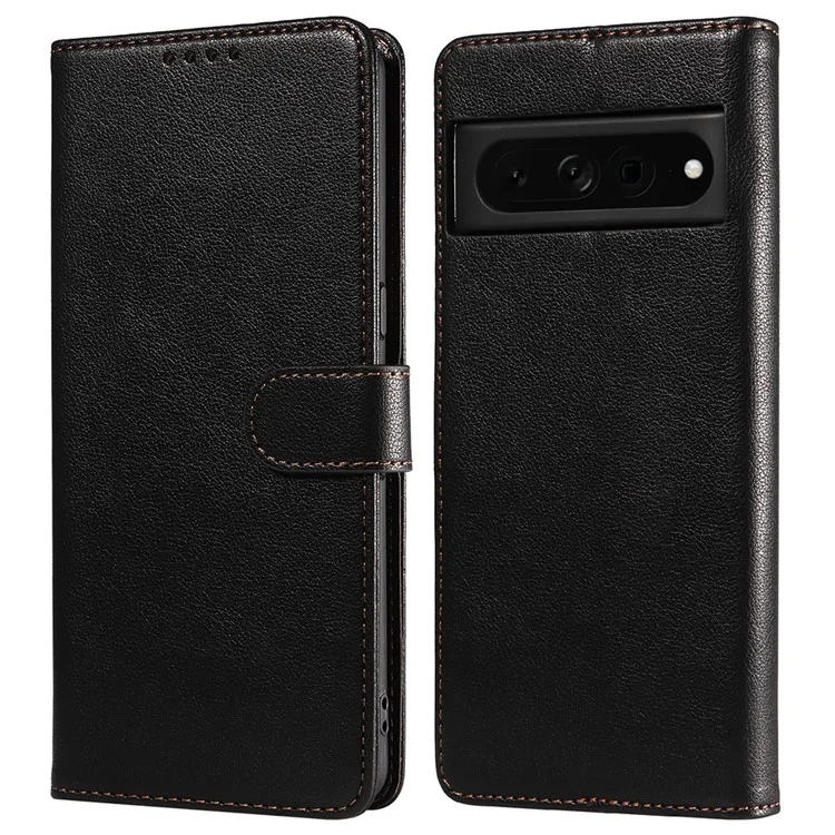 Custodia in pelle per Google Pixel 7 Pro 5G, con texture a litchi e blocco RFID, funzione stand - Nero