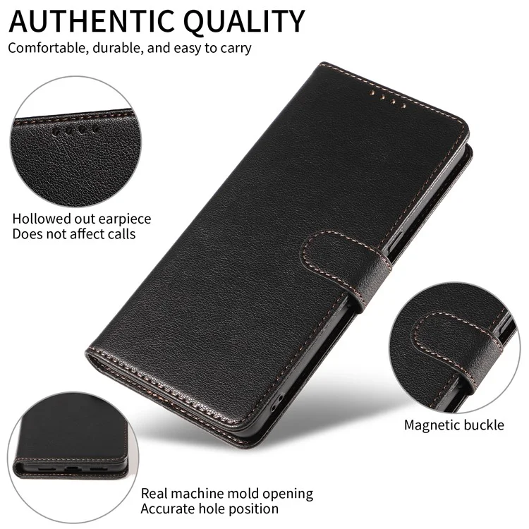 Custodia in pelle per Google Pixel 7 Pro 5G, con texture a litchi e blocco RFID, funzione stand - Nero
