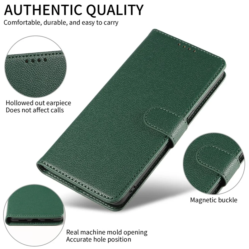 For Google Pixel 7 Pro 5G Leather Case Litchi Texture RFID Blocking Wallet Stand Phone Cover - Green