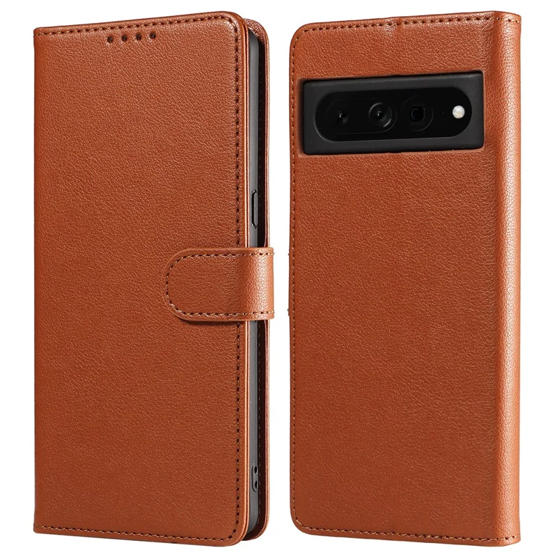 For Google Pixel 7 Pro 5G Leather Case Litchi Texture RFID Blocking Wallet Stand Phone Cover - Brown