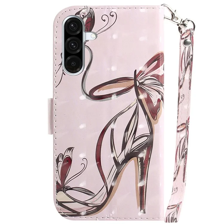 For Samsung Galaxy A26 5G Case Pattern Printing Leather Wallet Phone Cover with Wrist Strap - Butterfly High Heels