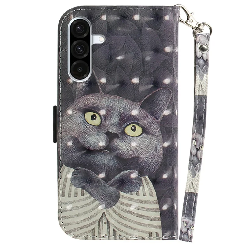For Samsung Galaxy A17 5G / A17 4G / A26 5G Case Pattern Printing Leather Wallet Phone Cover with Wrist Strap - Embracing Cat