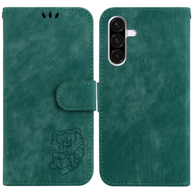 For Samsung Galaxy A17 5G / A17 4G / A26 5G Wallet Case Tiger Imprint Leather Shockproof Phone Cover - Green