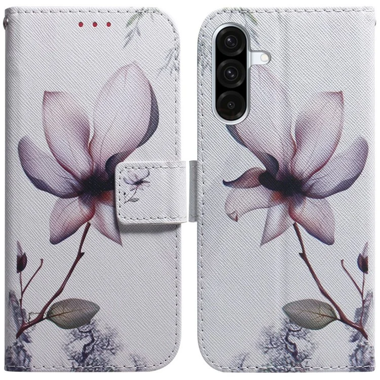 Étui portefeuille pour Samsung Galaxy A26 5G avec impression de motif en cuir - Fleur rose