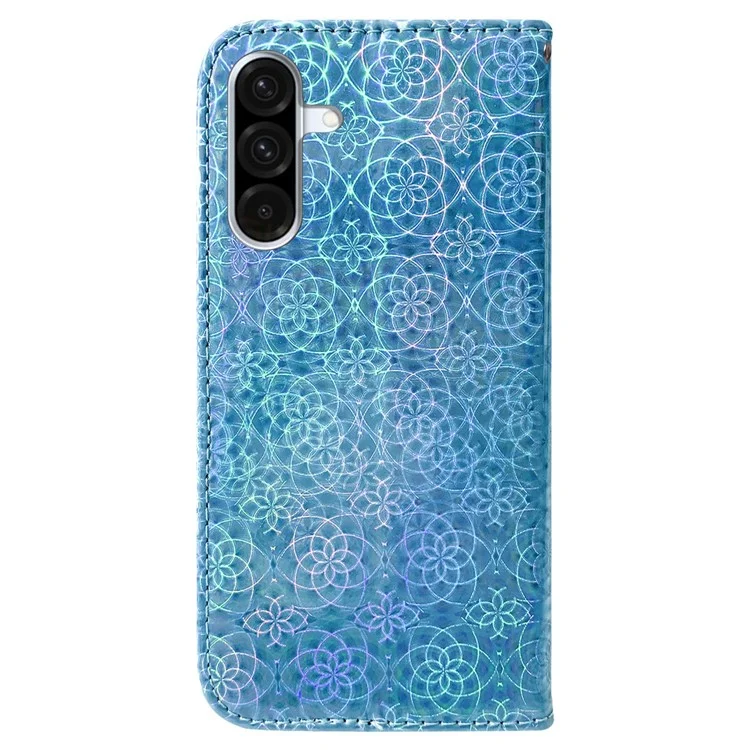 Funda con soporte para Samsung Galaxy A26 5G Estuche de cuero con flores brillantes - Azul