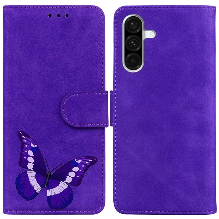 Custodia in pelle PU con supporto per Samsung Galaxy A26 5G, motivo farfalla stampato - Viola