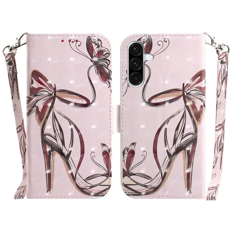 Étui portefeuille en cuir avec motif imprimé pour Samsung Galaxy A56 5G / A36 5G - Talons hauts papillon