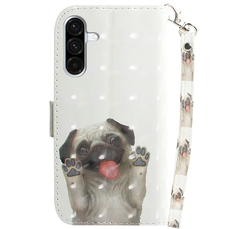 For Samsung Galaxy A56 5G  /  A36 5G Case Pattern Printing Leather Wallet Phone Cover with Wrist Strap - Pug