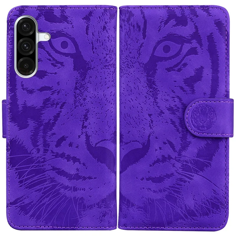 For Samsung Galaxy A56 5G  /  A36 5G Case Tiger Imprint Leather Wallet Phone Cover - Purple