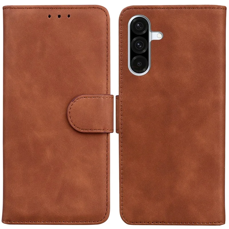 For Samsung Galaxy A56 5G  /  A36 5G Case Solid Color Leather Wallet Phone Cover - Brown