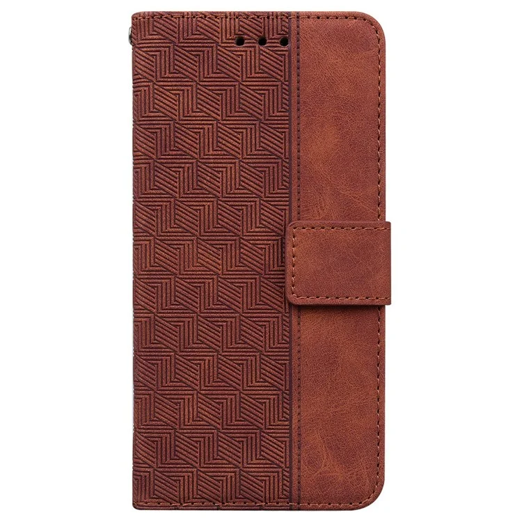 Custodia per OnePlus 13 con motivo geometrico in pelle - Marrone