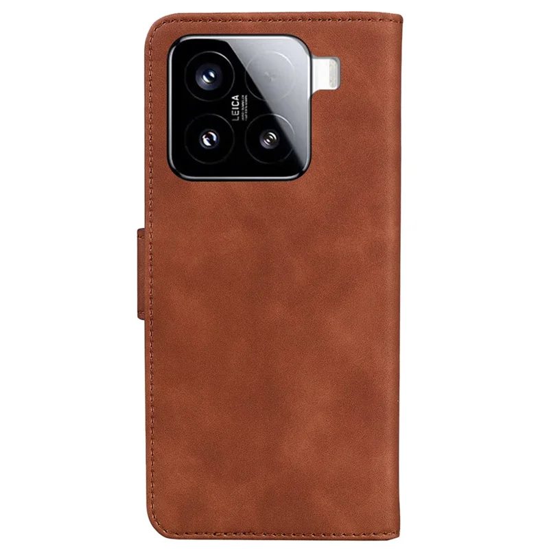 For Xiaomi 15 Case Solid Color Leather Wallet Phone Cover - Brown