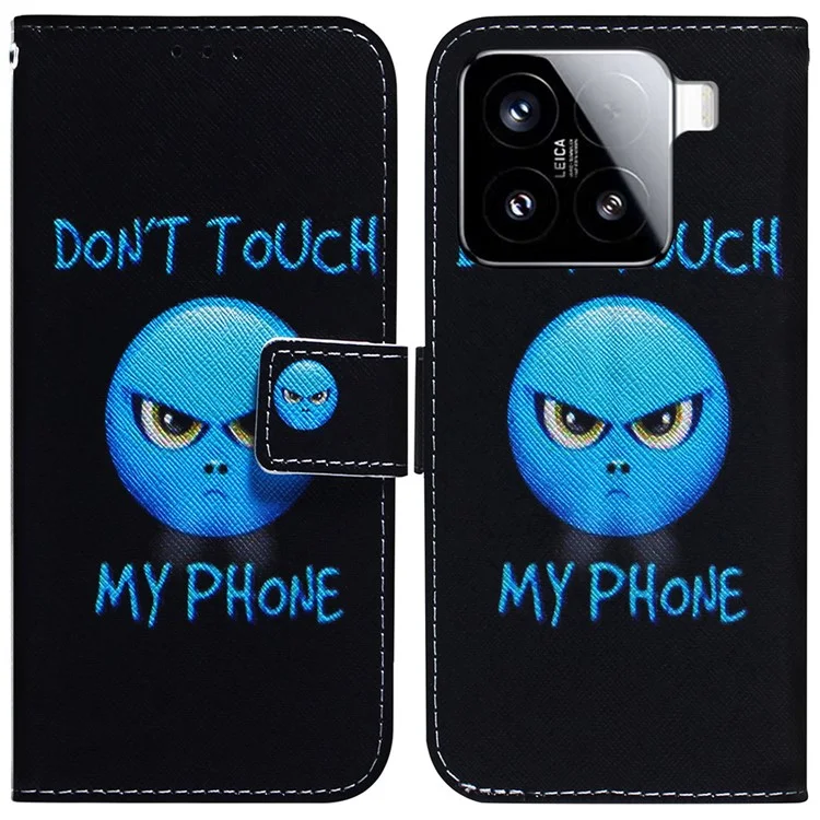 Funda de cartera con estampado para Xiaomi 15 - No toques mi teléfono