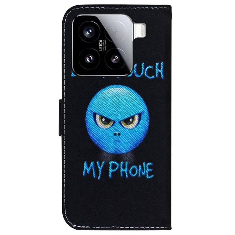 Funda de cartera con estampado para Xiaomi 15 - No toques mi teléfono