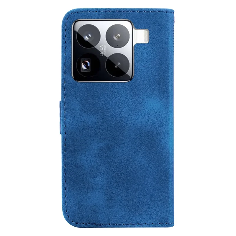 For Xiaomi 15 Pro Stand Case 7-Shaped Pattern Imprint Leather Phone Cover - Dark Blue