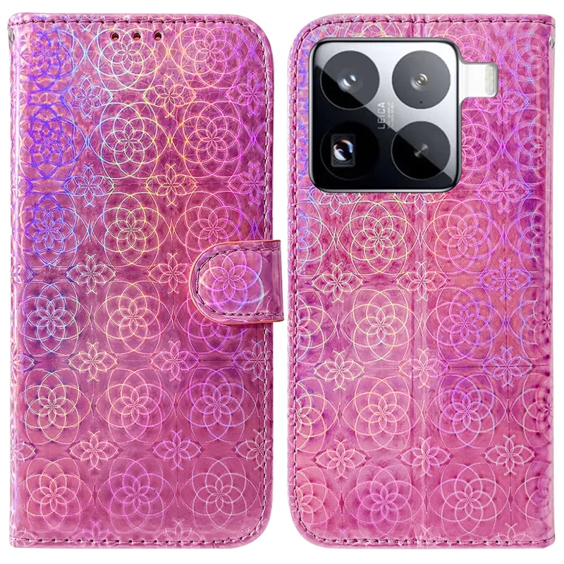 For Xiaomi 15 Pro Stand Case Dazzling Flower Leather Phone Cover - Pink
