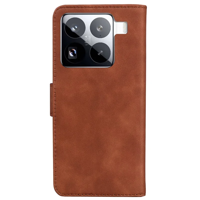 For Xiaomi 15 Pro Stand Case PU Leather Phone Cover Butterfly Printed - Brown