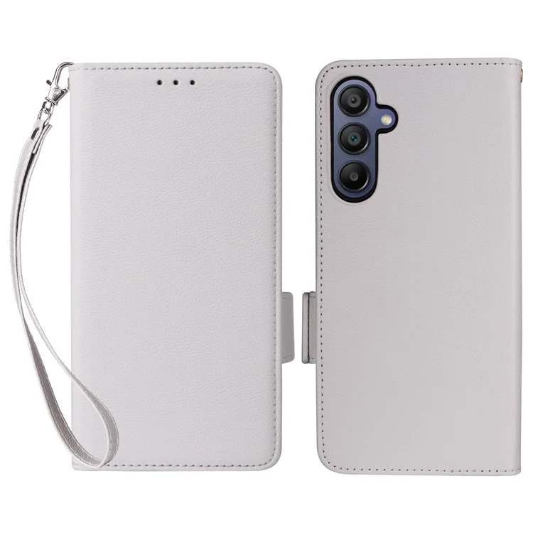 Funda para Samsung Galaxy A26 5G Textura de litchi Funda de cuero PU Flip Wallet Phone Cover - Blanco