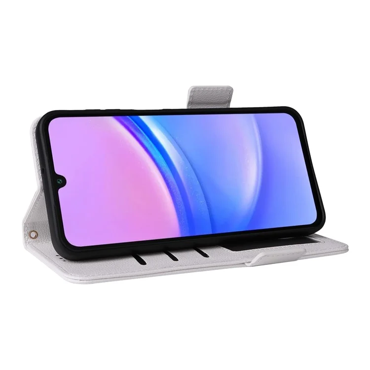 Funda para Samsung Galaxy A26 5G Textura de litchi Funda de cuero PU Flip Wallet Phone Cover - Blanco