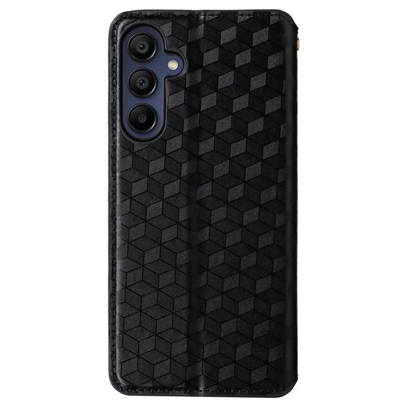 For Samsung Galaxy A26 5G Wallet Case Rhombus Imprinted Leather Phone Cover - Black