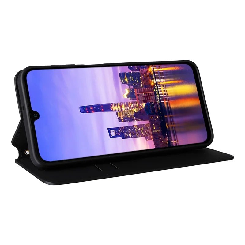 For Samsung Galaxy A26 5G Wallet Case Rhombus Imprinted Leather Phone Cover - Black