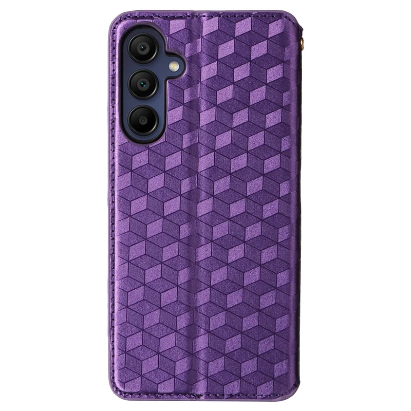 For Samsung Galaxy A26 5G Wallet Case Rhombus Imprinted Leather Phone Cover - Purple