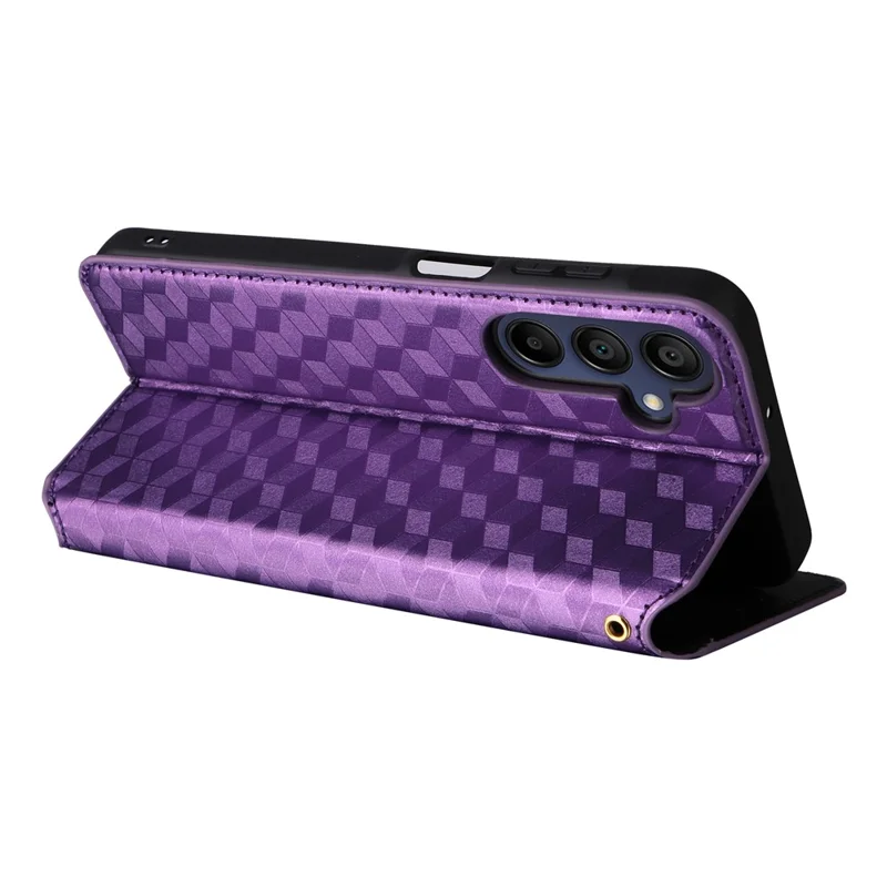 For Samsung Galaxy A26 5G Wallet Case Rhombus Imprinted Leather Phone Cover - Purple