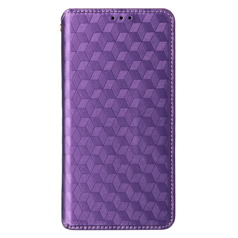 For Samsung Galaxy A26 5G Wallet Case Rhombus Imprinted Leather Phone Cover - Purple