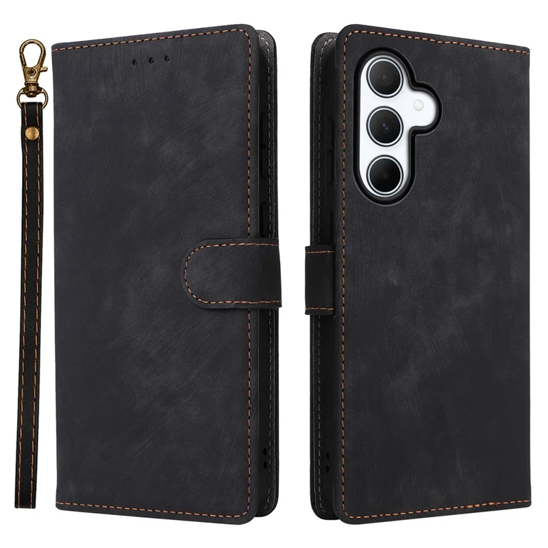Für Samsung Galaxy A56 5G Wallet Case RFID-Blockierung PU-Lederabdeckung Standansicht - Schwarz