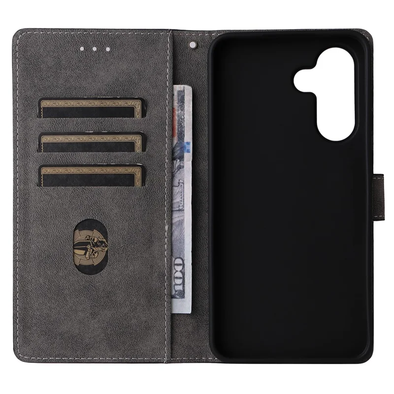 Für Samsung Galaxy A56 5G Wallet Case RFID-Blockierung PU-Lederabdeckung Standansicht - Schwarz