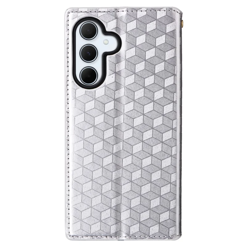 Capa de telefone de couro com estampa de losango para Samsung Galaxy A56 5G - Prata