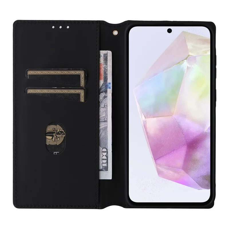 Capa de telefone de couro com estampa de losango para Samsung Galaxy A56 5G - Prata